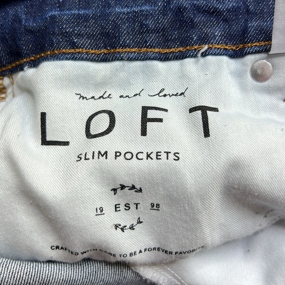 LOFT WOMEN’S HIGH WAIST WIDE LEG MEDIUM WASH RAW HEM CROP JEAN SZ 28/6 - Picture 6 of 7